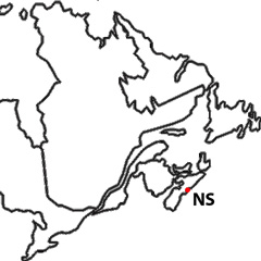 The locaton of Halifax in Nova Scotia, Canada
