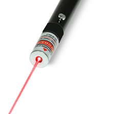 A laser pointer with a red beam