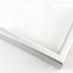 Profile 21 Chrome color is a slightly curved top profile offering simplicity and elegance.

Profile 21 has 1-1/8 " deep sides, and will hold artwork, mats, backing, and glazing up to a total of 5/8 ". 

Nielsen Aluminum Moulding N21-400
