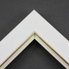 Linen liners are a great option for providing white space between art and frame.  Where glass is generally required to protect paper artworks and their mat, a linen liner does not require glass, making it ideal for paintings and Giclée prints.

This 1.75 inch white liner has an authentic, soft linen texture and a gold and painted white lip.  It is best suited to medium size canvas prints, watercolour or oil paintings.